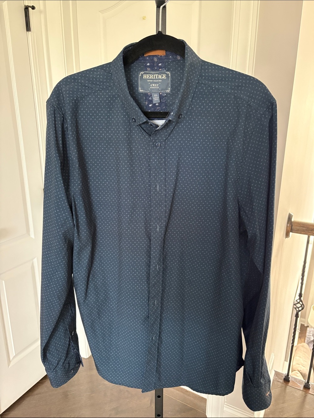 Heritage Men's Dark Blue Microdot Button-Up Shirt